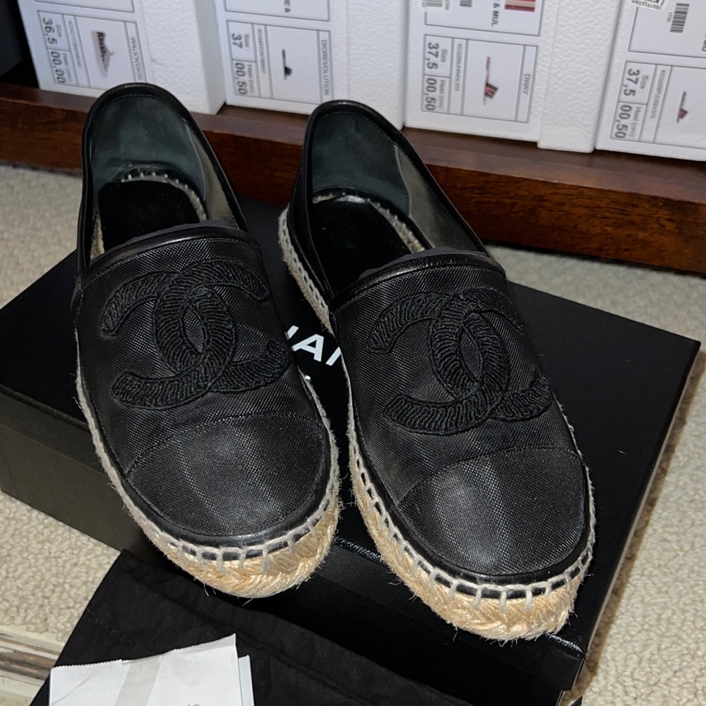 Chanel Espadrilles Black Mesh woman’s 47